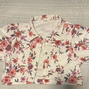 Floral Cape Jacket - Cream and Pink